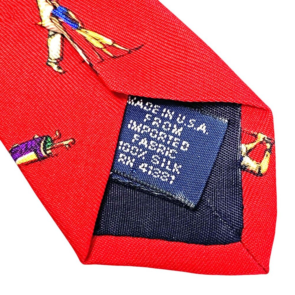VINTAGE Polo Ralph Lauren Mens Red 100% Silk Necktie Made in the USA - Picture 4 of 8
